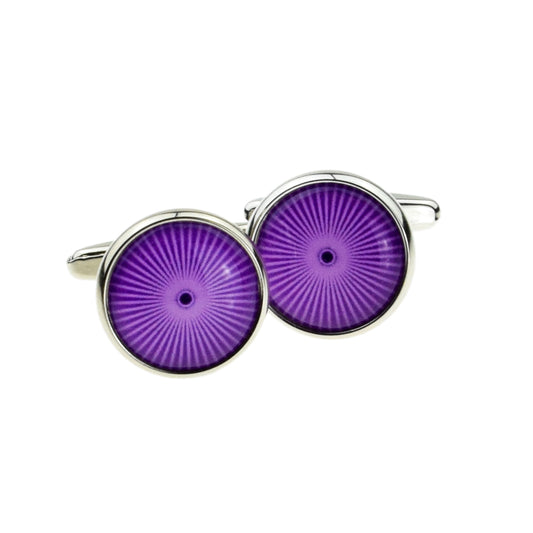 Purple Retro Hippy Design Round Cufflinks | Ashton and Finch