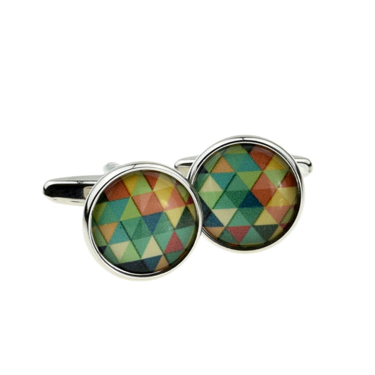 Harlequin Pattern Round Cufflinks | Ashton and Finch