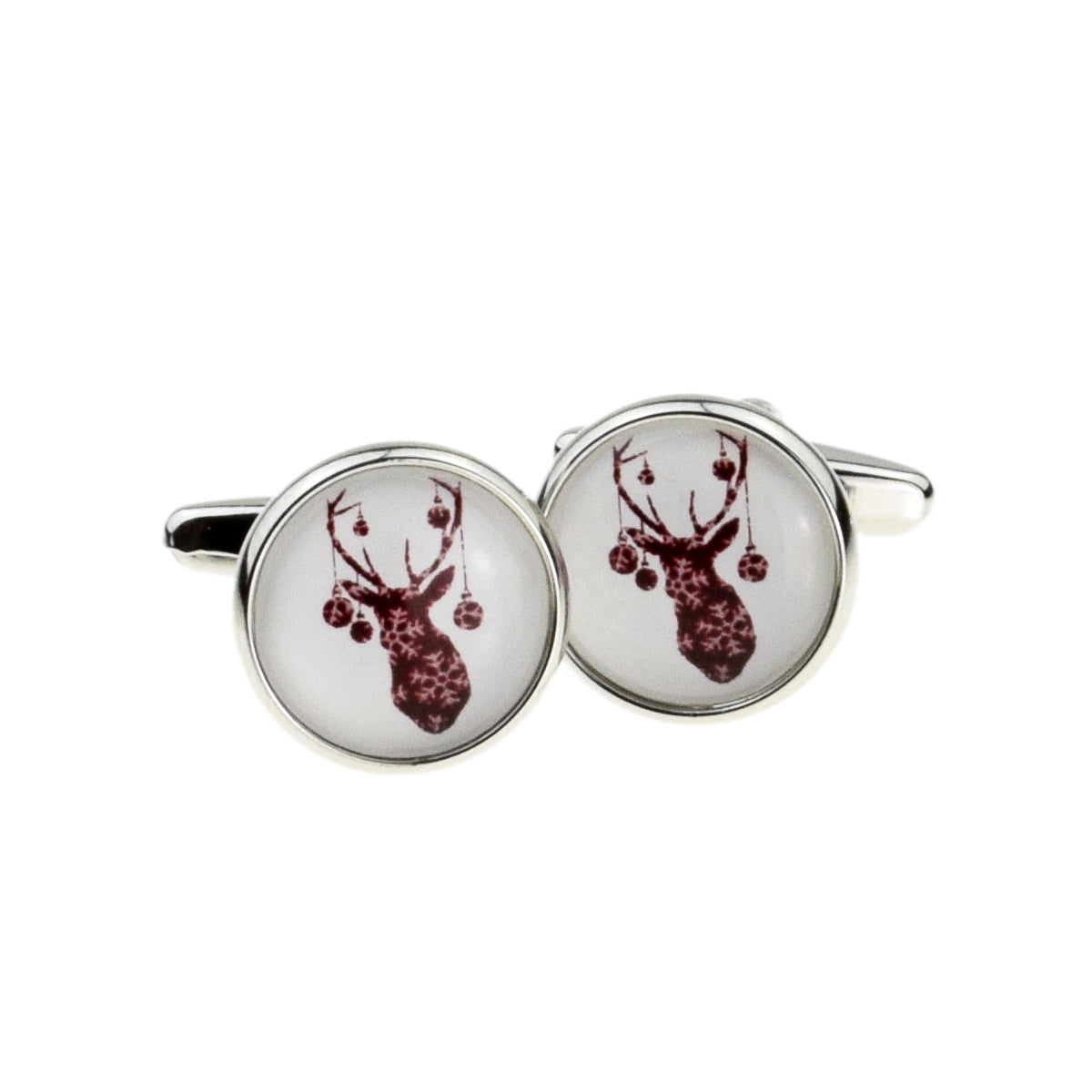 Snowflakes & Baubles Stag Christmas Design Cufflinks | Ashton and Finch