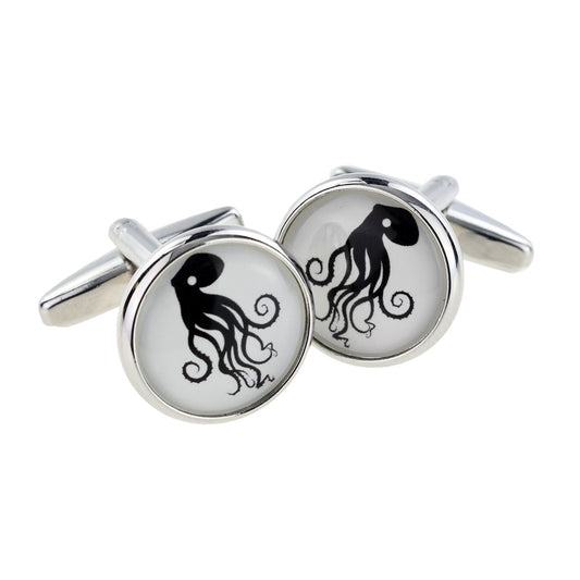 Octopus Design Round Cufflinks | Ashton and Finch