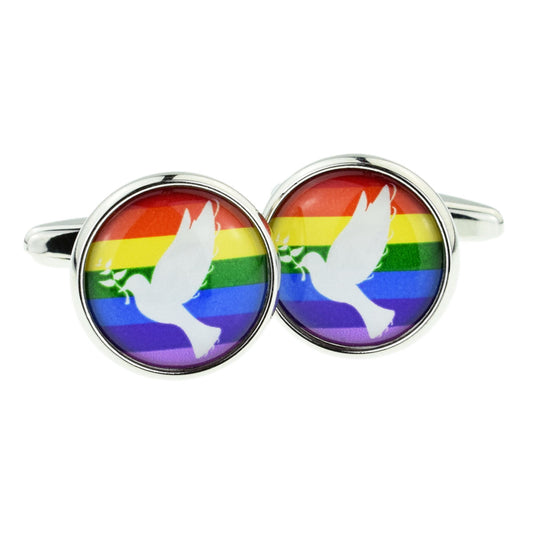 Rainbow Dove of Peace Design Cufflinks | Ashton and Finch