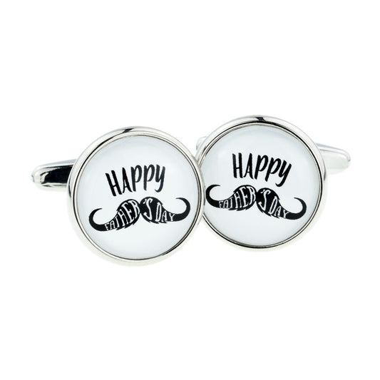 Happy Fathers Day Moustache Design Cufflinks | Ashton and Finch