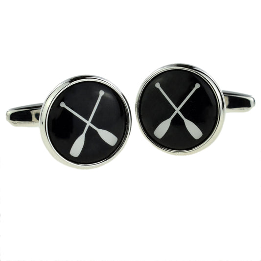Rowing Oars Design Round Cufflinks | Ashton and Finch