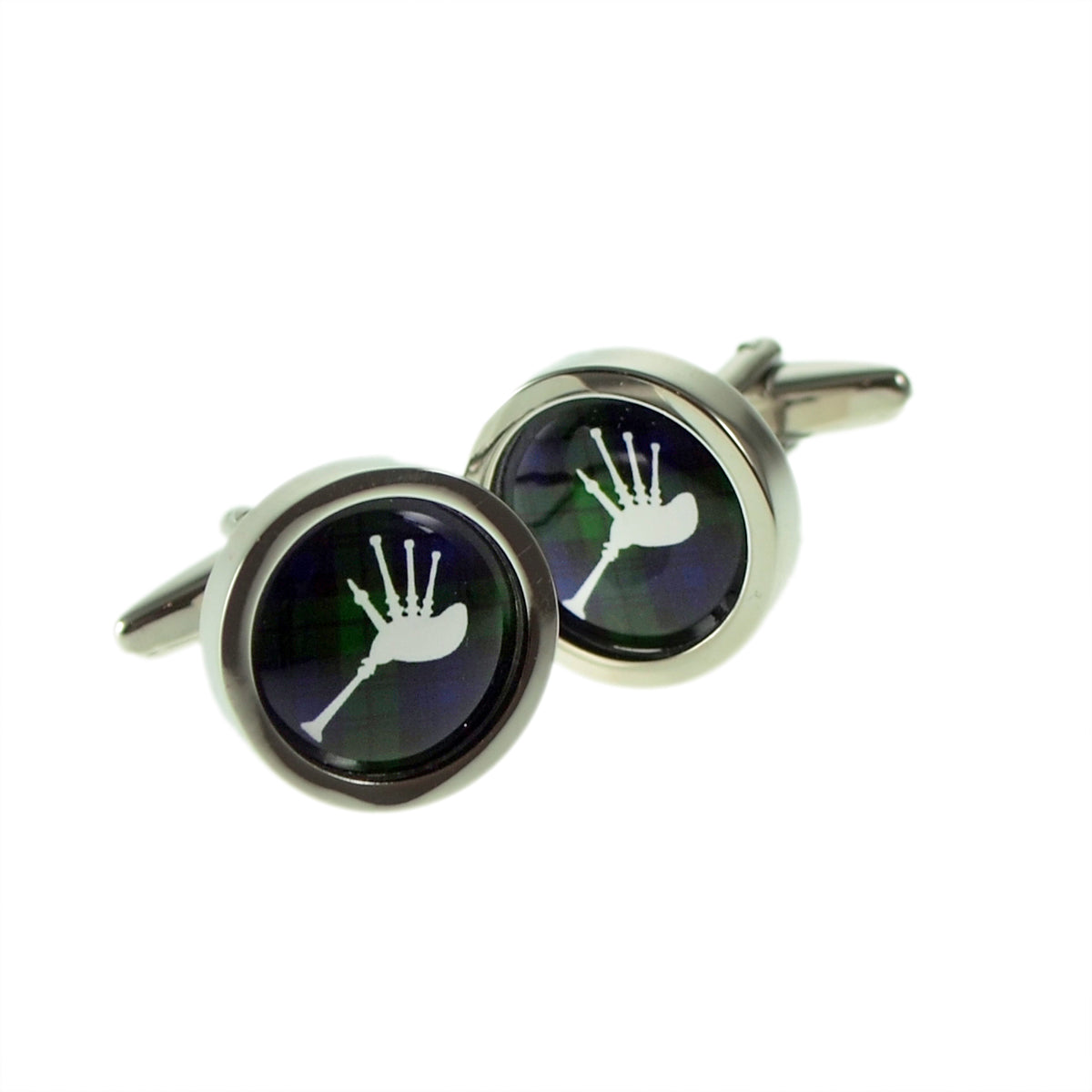 Blackwatch Tartan Bagpipe Design Cufflinks | Ashton and Finch