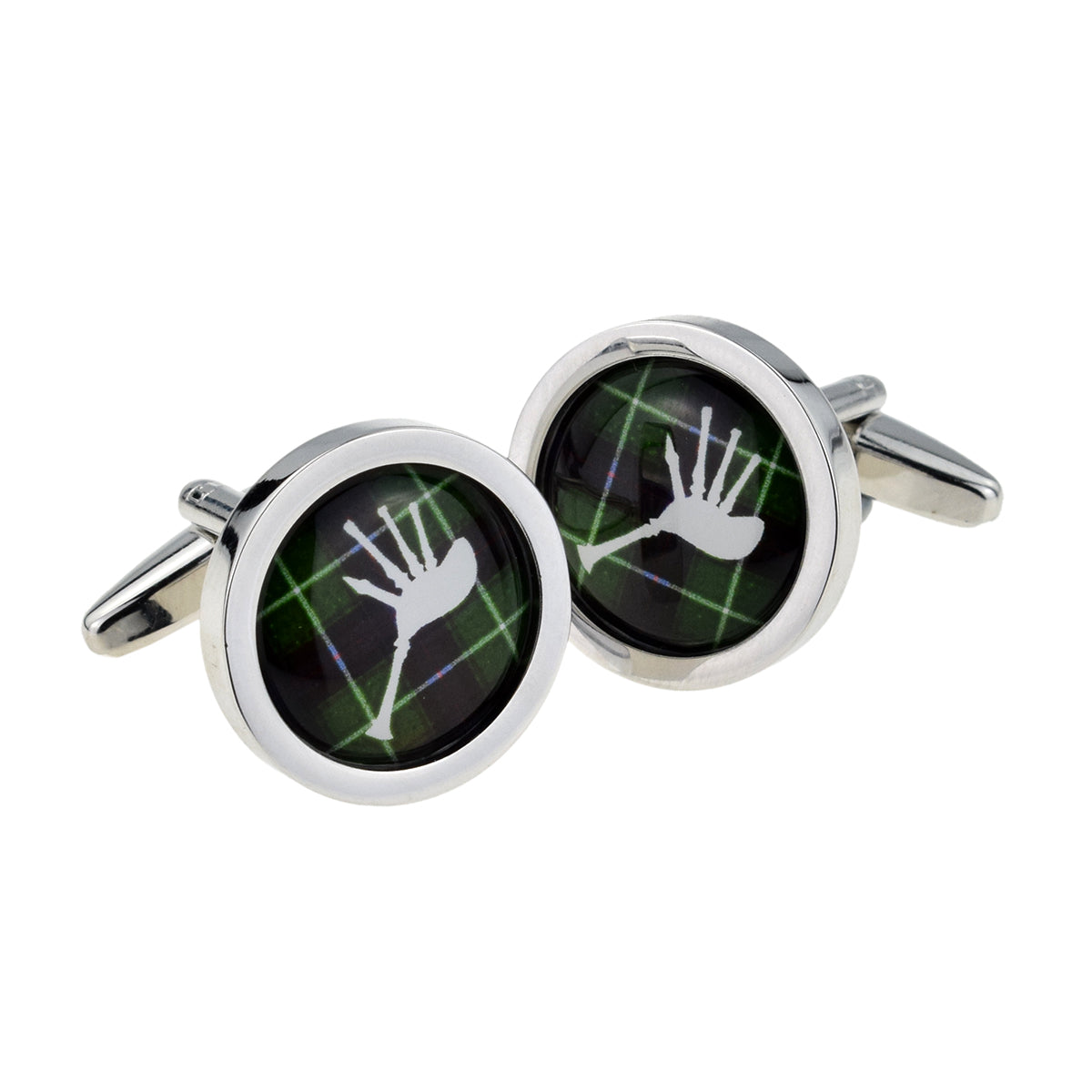 MacDonald Tartan Bagpipe Design Cufflinks | Ashton and Finch