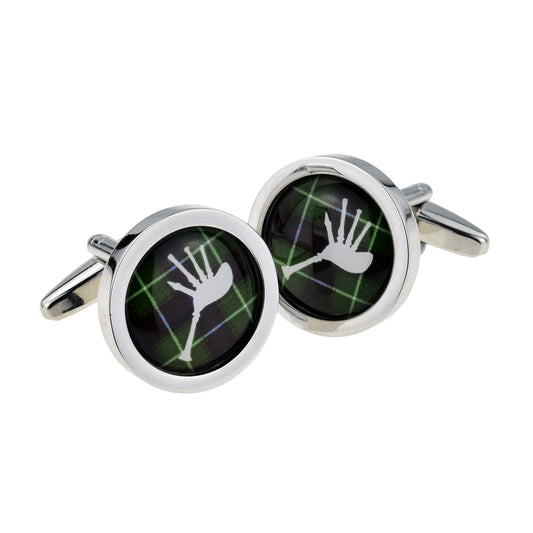 MacDonald Tartan Bagpipe Design Cufflinks | Ashton and Finch