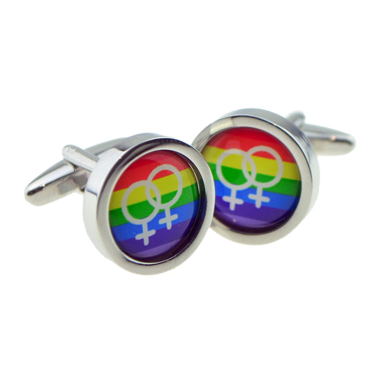 Same Sex Female Sign Rainbow Cufflinks | Ashton and Finch