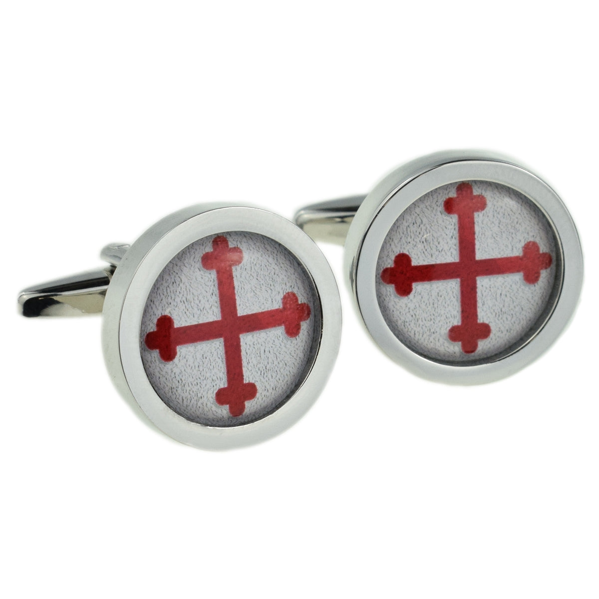 Round Bordered Knights Templar Cross Design Cufflinks | Ashton and Finch