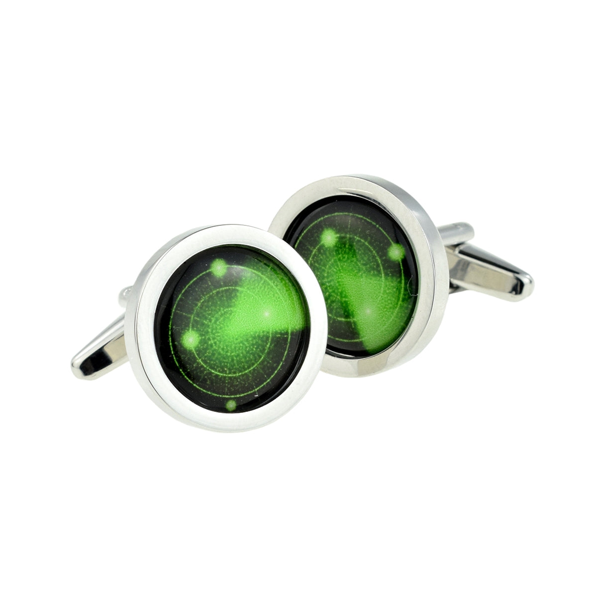 Radar Design Bordered Round Cufflinks | Ashton and Finch