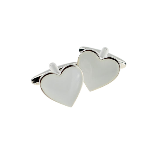 White Love Heart Cufflinks | Ashton and Finch