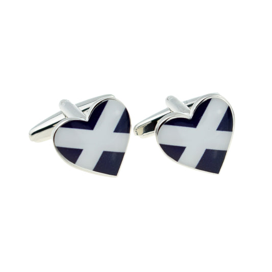 Saltire, Scottish Cross of St Andrews Flag Heart Cufflinks | Ashton and Finch