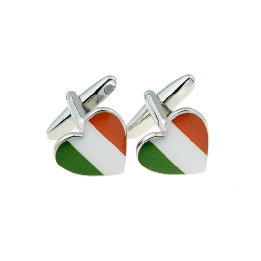 Irish Tricolour Eire Irelands Flag Heart Cufflinks | Ashton and Finch