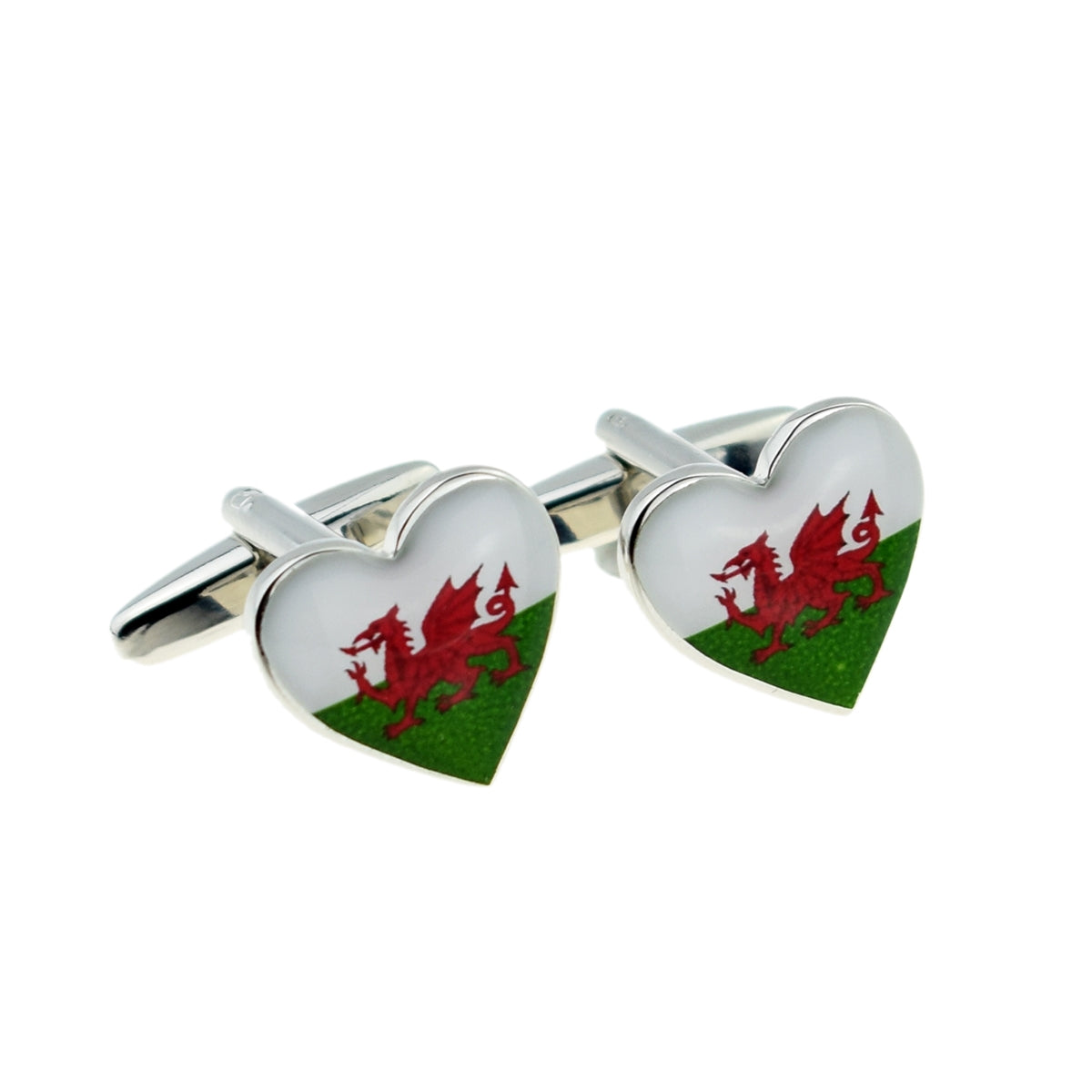 Welsh Dragon Wales Flag Heart Cufflinks | Ashton and Finch