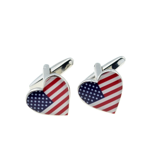 Stars & Stripes USA Flag Heart Cufflinks | Ashton and Finch