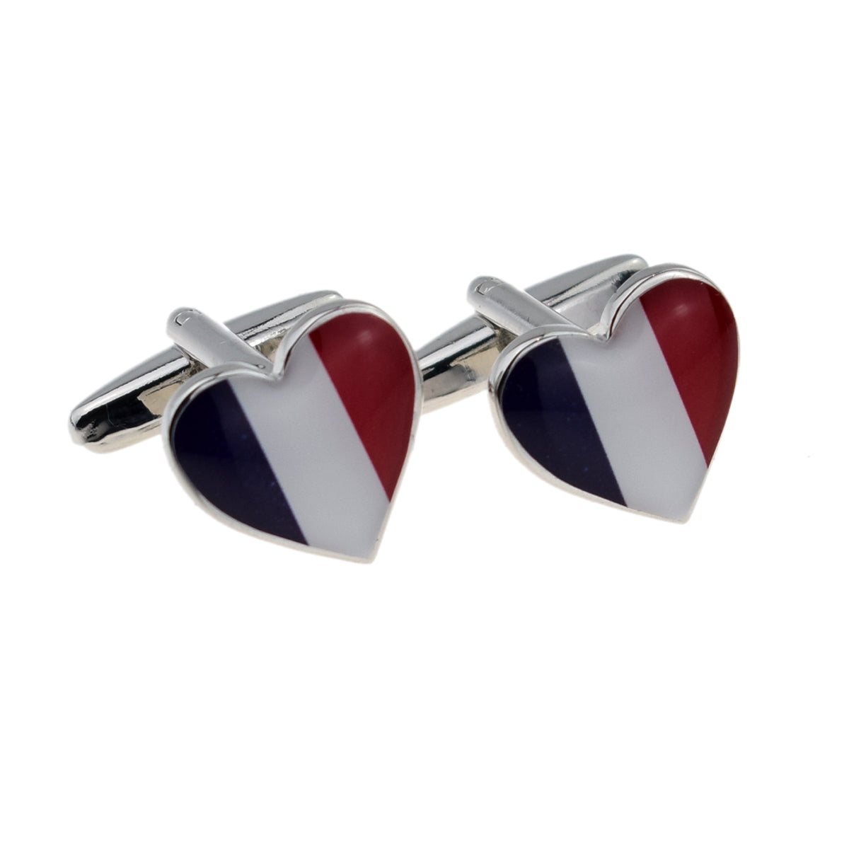 French France Flag Heart Shaped Cufflinks | Ashton and Finch