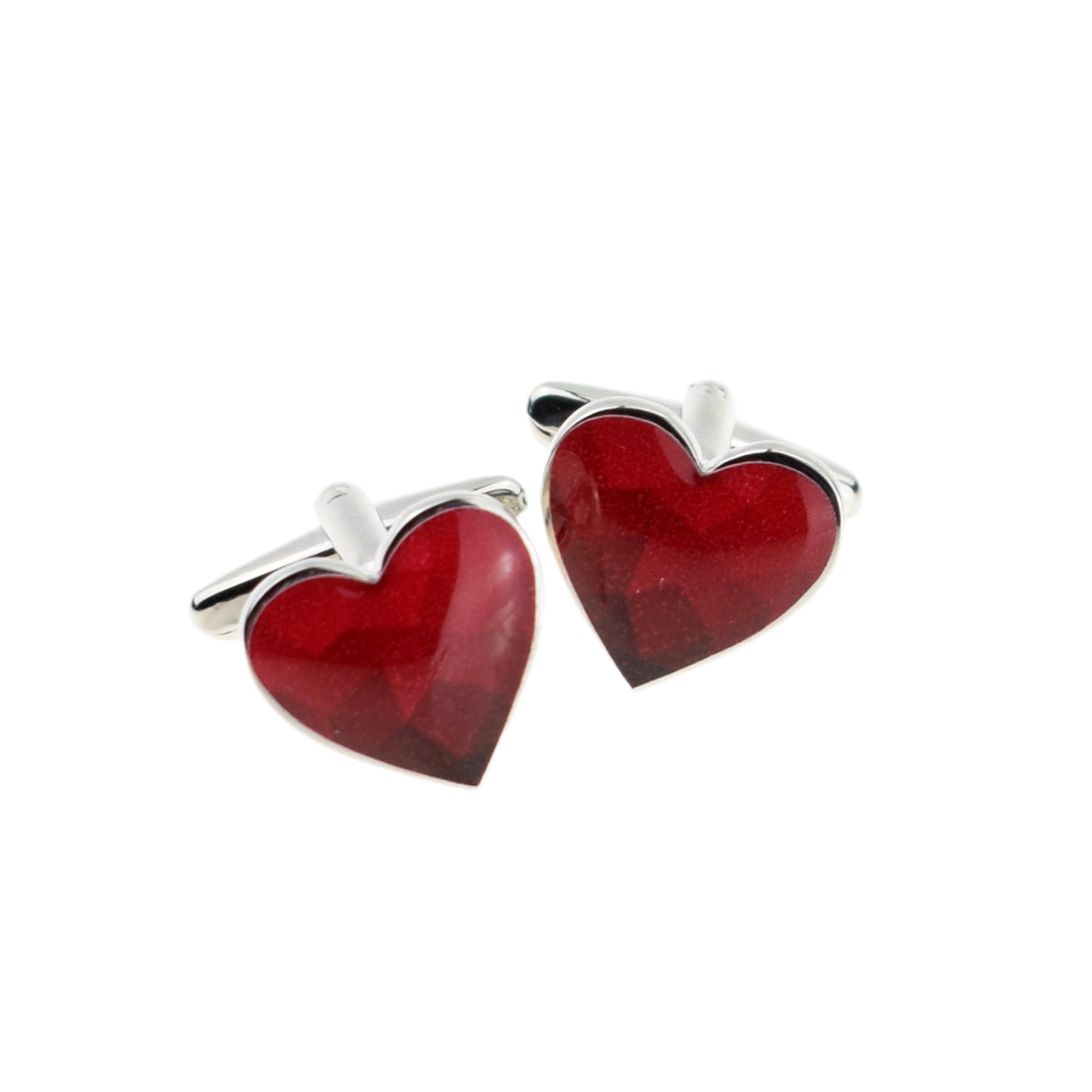 Geometric Design Red Heart Cufflinks | Ashton and Finch