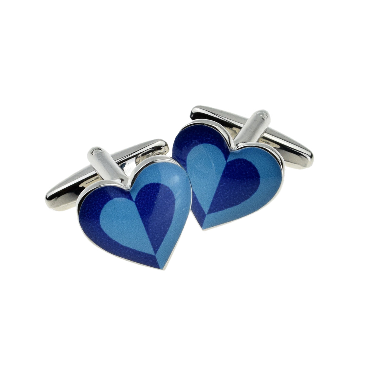 Two Tone Blue Heart Shaped Cufflinks | Ashton and Finch