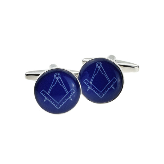Round Blue Masonic Cufflinks | Ashton and Finch