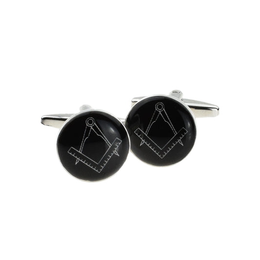 Round Black Masonic Cufflinks | Ashton and Finch