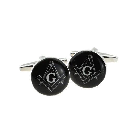 Round Black Masonic with G Cufflinks | Ashton and Finch