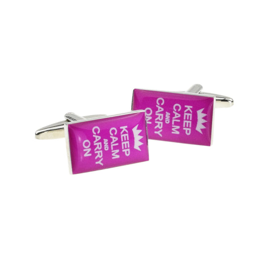 Hot Pink Keep Calm & Carry on Cufflinks | Ashton and Finch