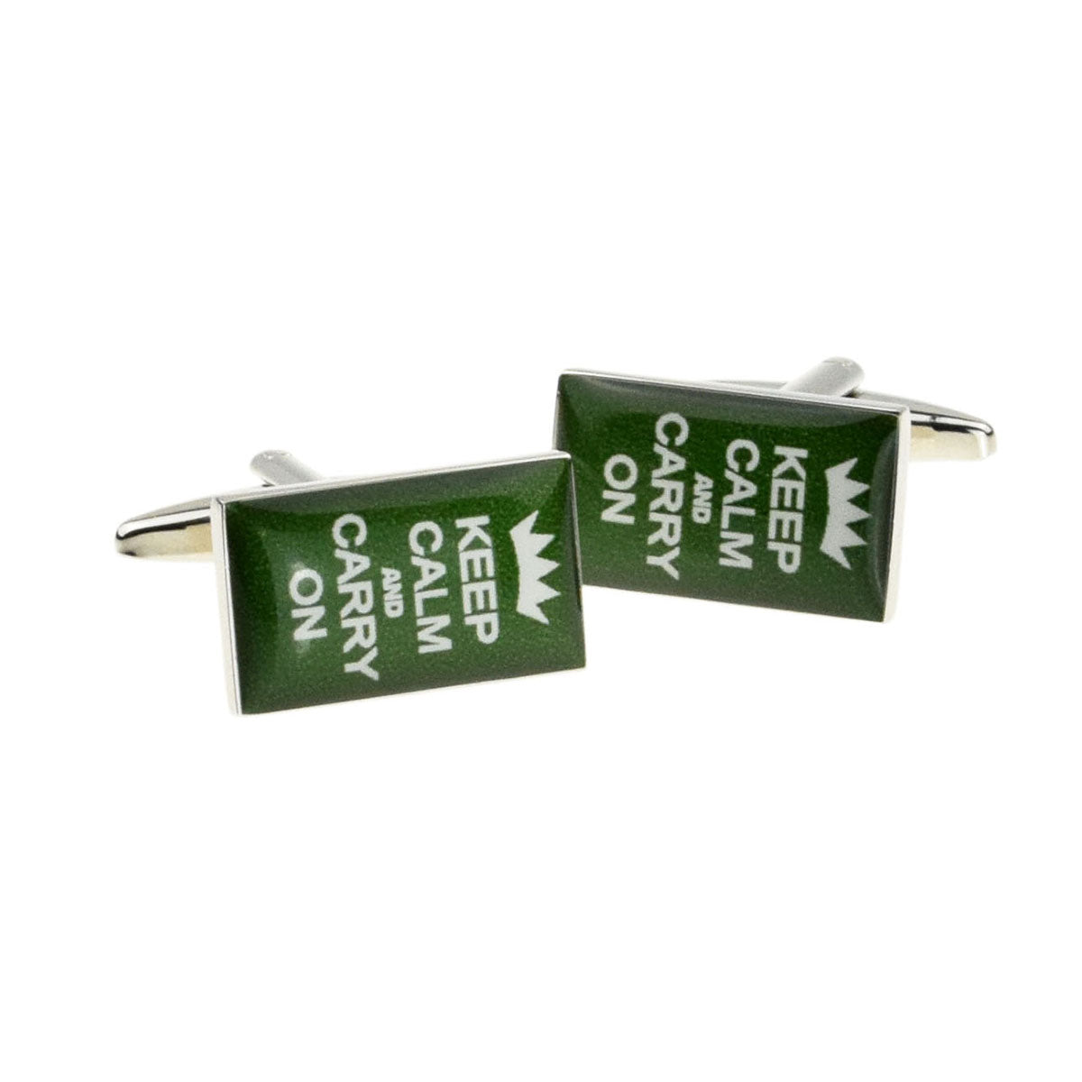 British Racing Green Keep calm & Carry on Cufflinks | Ashton and Finch