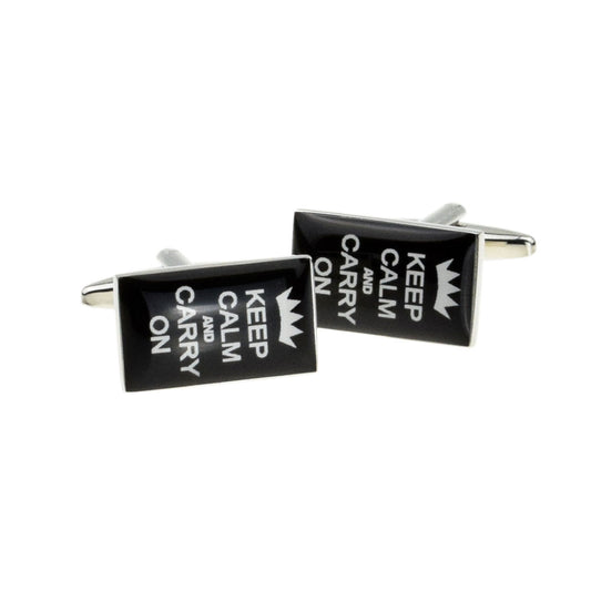 Black & White Keep calm & Carry on Cufflinks | Ashton and Finch