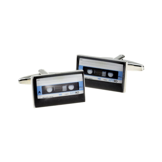 Retro Blue Tape Music Cassette Cufflinks | Ashton and Finch