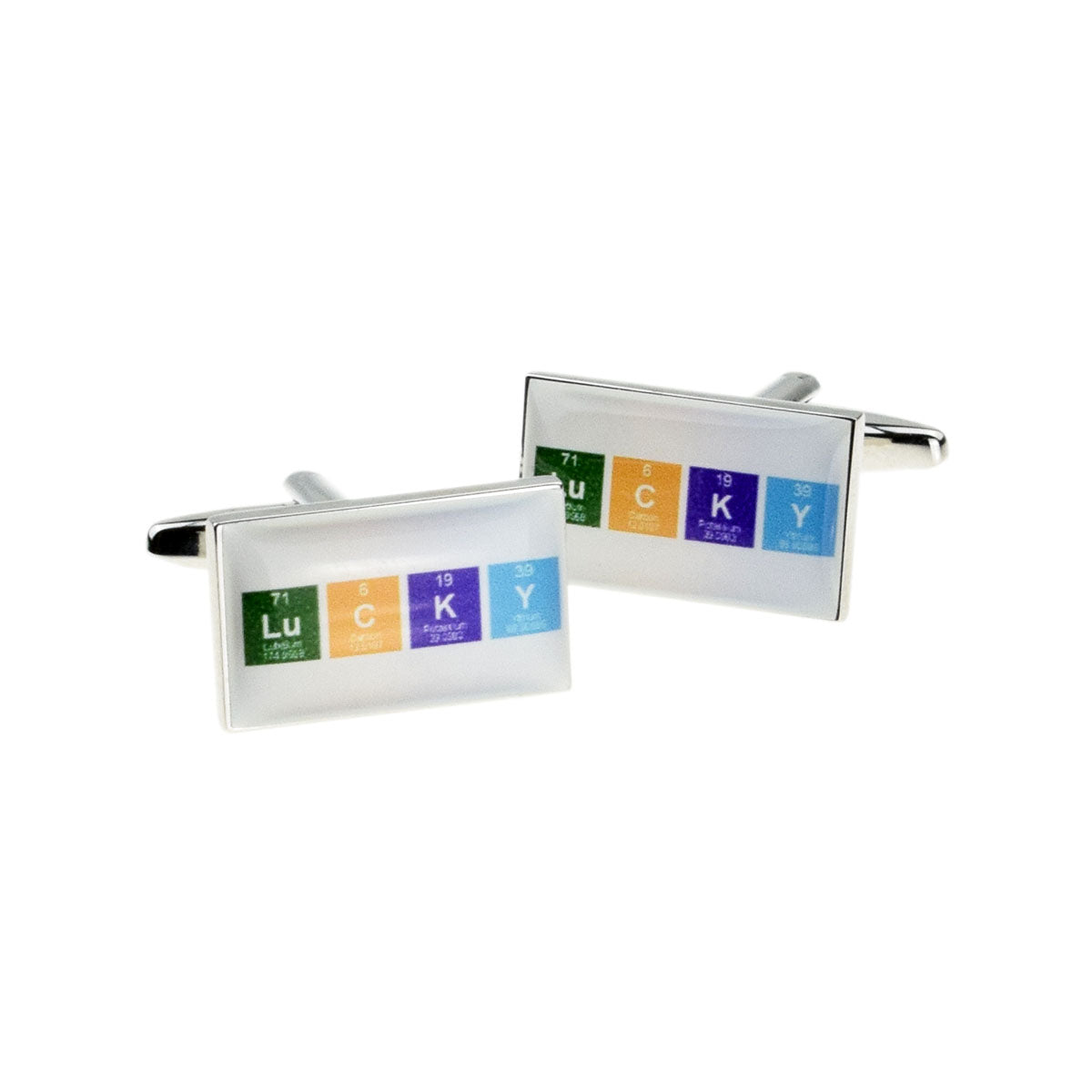 Contemporary Coloured Chemical Table Lucky Cufflinks | Ashton and Finch