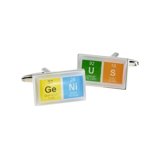 Contemporary Coloured Chemical Table Genius Cufflinks | Ashton and Finch