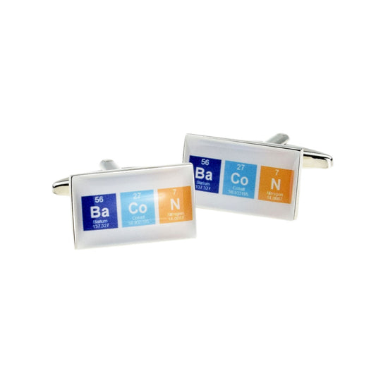 Contemporary Coloured Chemical Table Bacon Cufflinks | Ashton and Finch