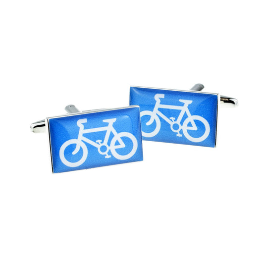 Blue Cycle Lane Road Sign Style Cufflinks | Ashton and Finch