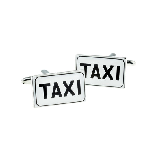 White Taxi Sign Style Cufflinks | Ashton and Finch