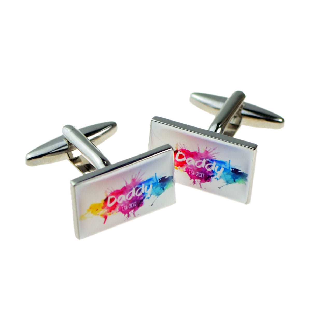 Daddy Established Personalised Colour Splat Cufflinks | Ashton and Finch