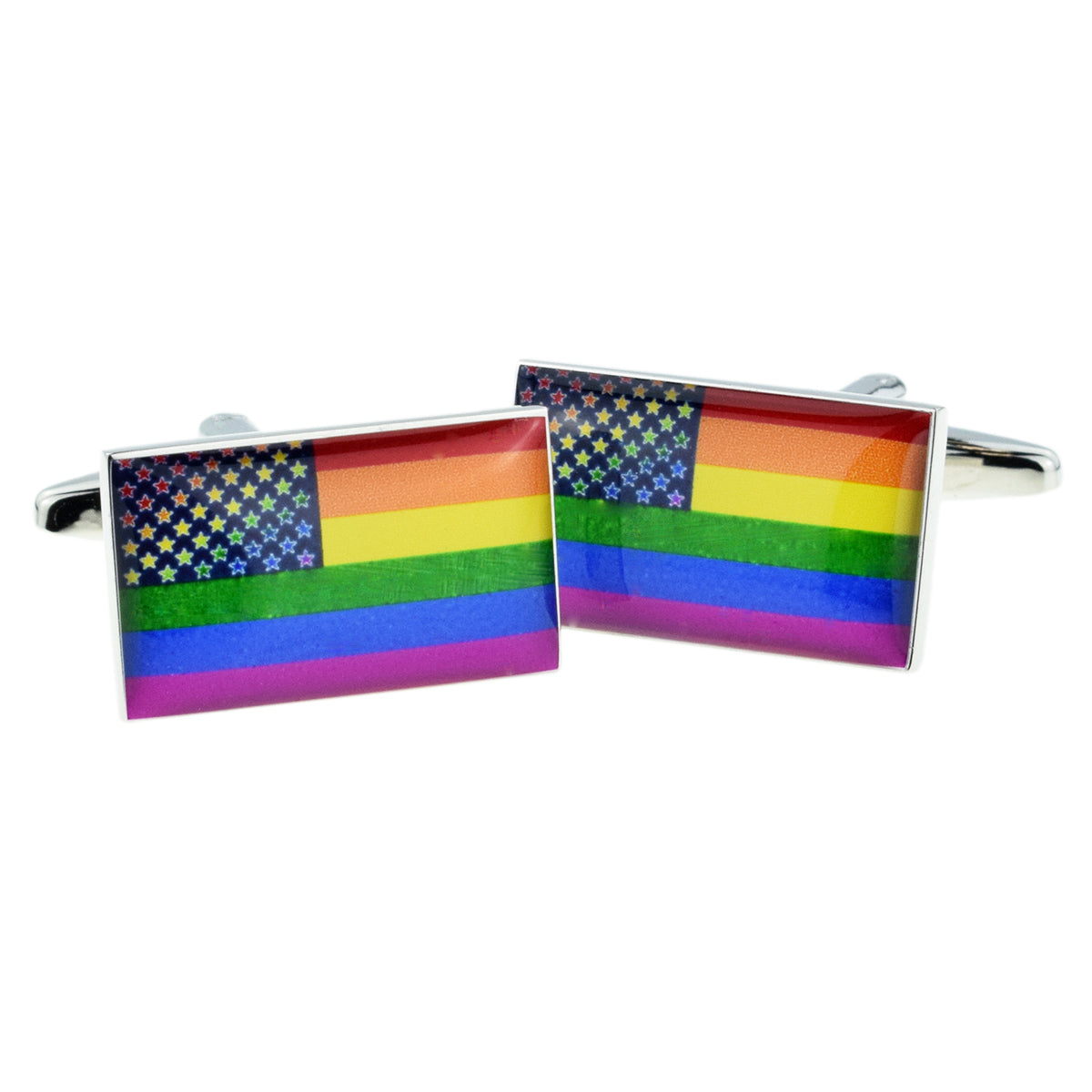 United States of Rainbow Design Flag Cufflinks | Ashton and Finch