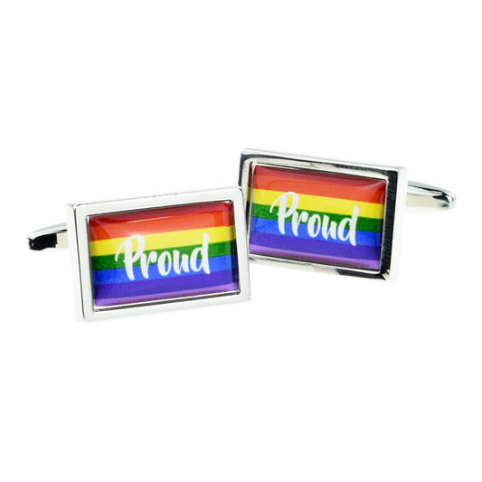 Proud Rainbow Rectangular Cufflinks | Ashton and Finch