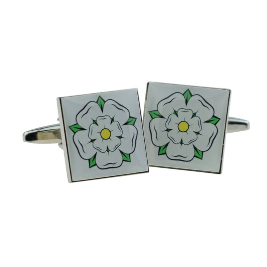 White Yorkshire Rose Cufflinks | Ashton and Finch