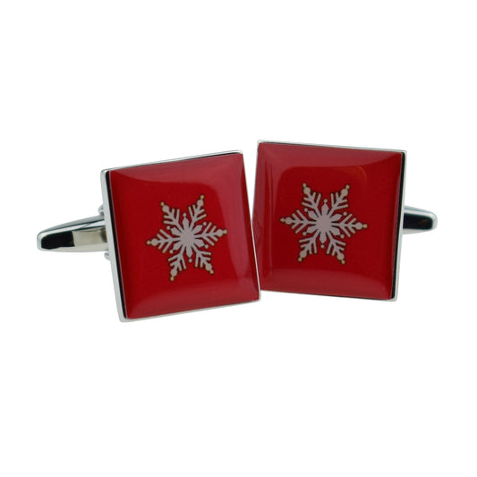 Red Christmas Snowflake Cufflinks | Ashton and Finch