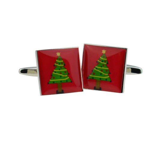 Festive Christmas Tree Square Cufflinks | Ashton and Finch