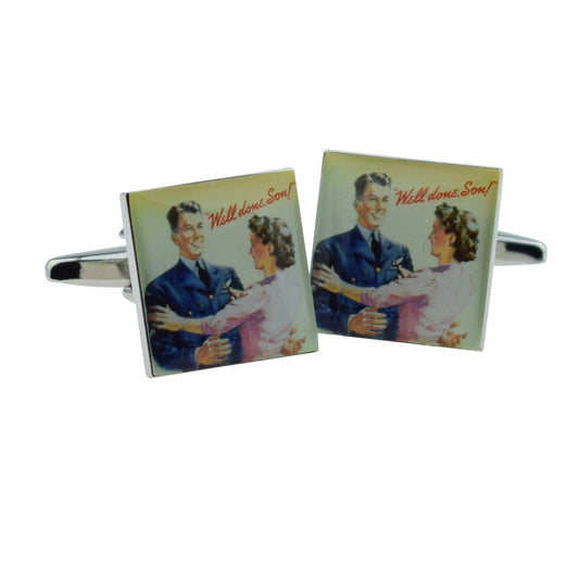 Well Done Son Nostalgic Wartime Poster Cufflinks | Ashton and Finch