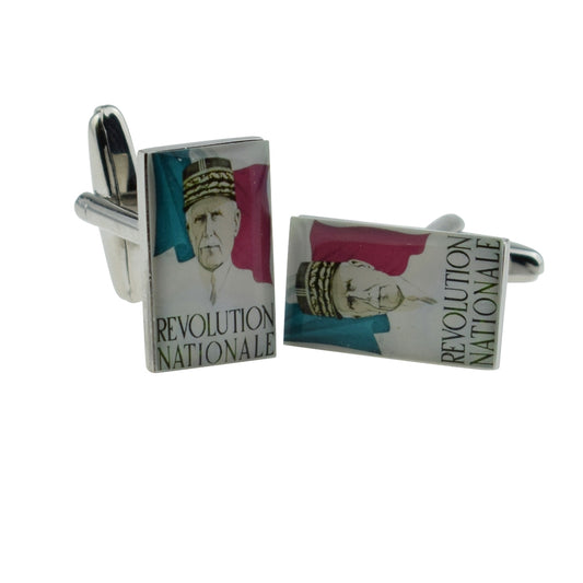 Revolution Nationale de Gaulle Nostalgic Wartime Poster Cufflinks | Ashton and Finch