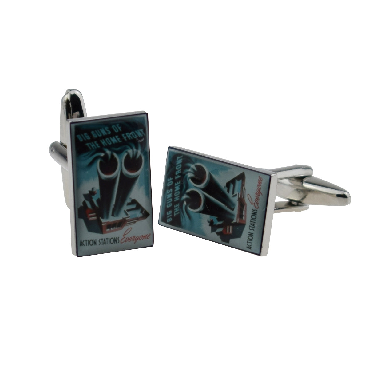 Home Front Guins Action Stations Nostalgic War Poster Cufflinks | Ashton and Finch
