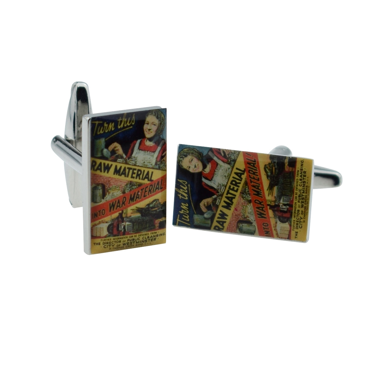 Raw Material to War Material Nostalgic Wartime Poster Cufflinks | Ashton and Finch