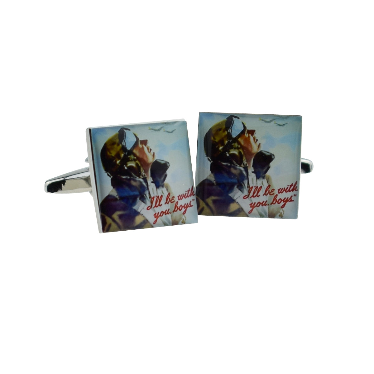I'll Be With You Boys Nostalgic Wartime Poster Cufflinks | Ashton and Finch