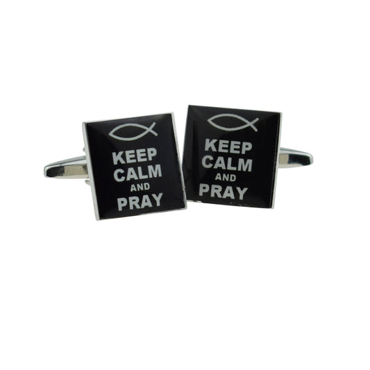 Keep Calm & Pray Black Cufflinks | Ashton and Finch