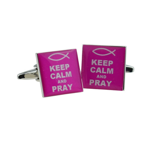 Keep Calm & Pray Pink Cufflinks | Ashton and Finch
