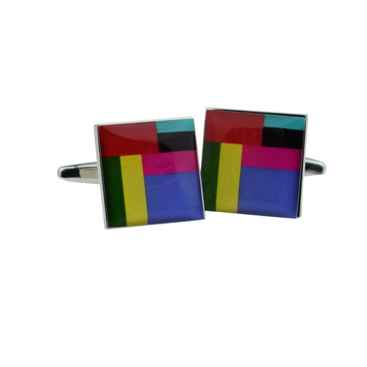 Multicoloured Blocks Cufflinks | Ashton and Finch