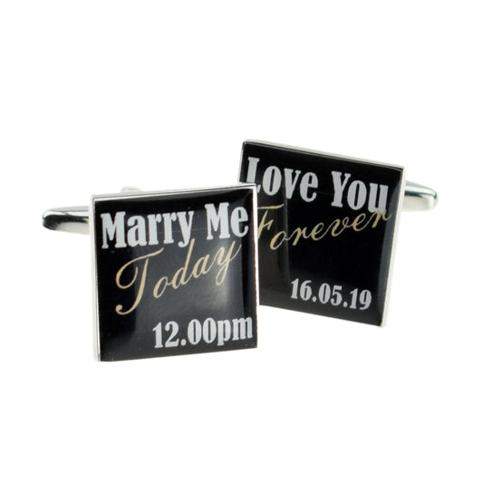 Bespoke Marry Me Today Love You Forever Personalised Date Black Cufflinks | Ashton and Finch