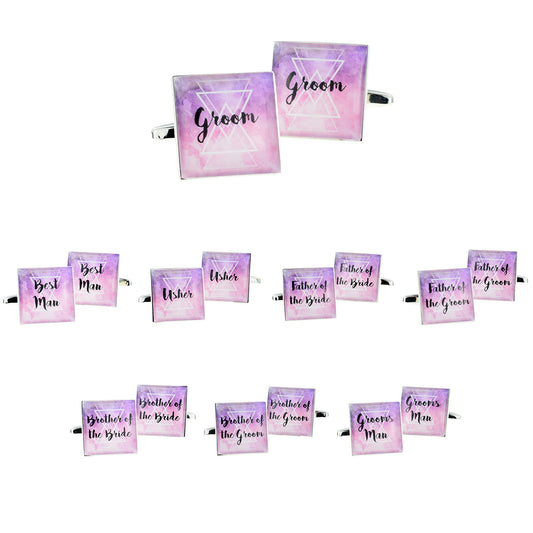 Purple & Pink Contemporary Pattern Wedding Cufflinks | Ashton and Finch