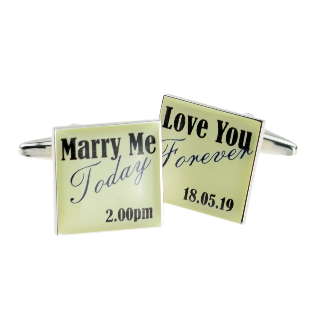 Bespoke Marry Me Today Love You Forever Personalised Date Cream Cufflinks | Ashton and Finch
